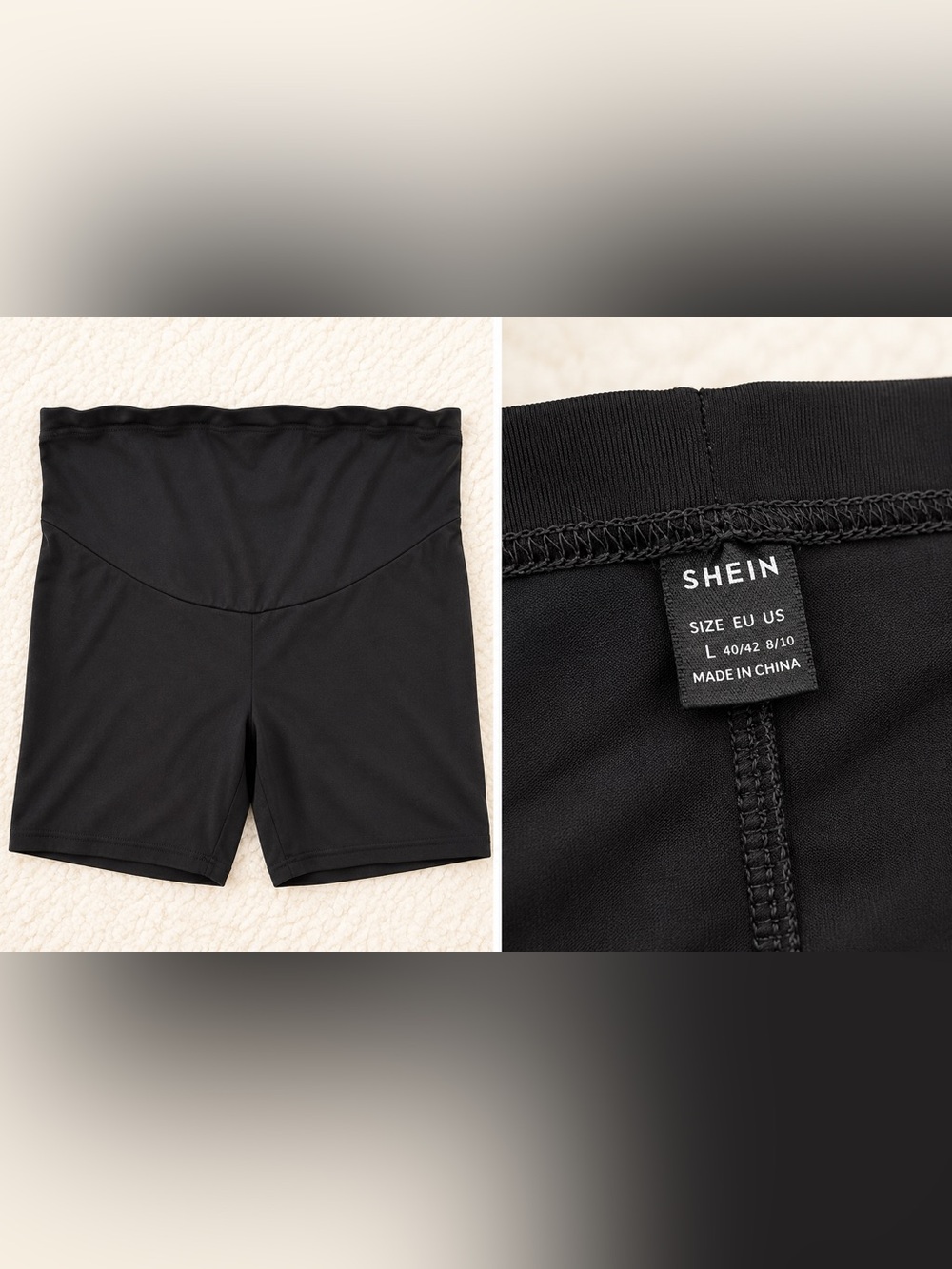 SHEIN Black High-Rise Biker Shorts with V-Seam